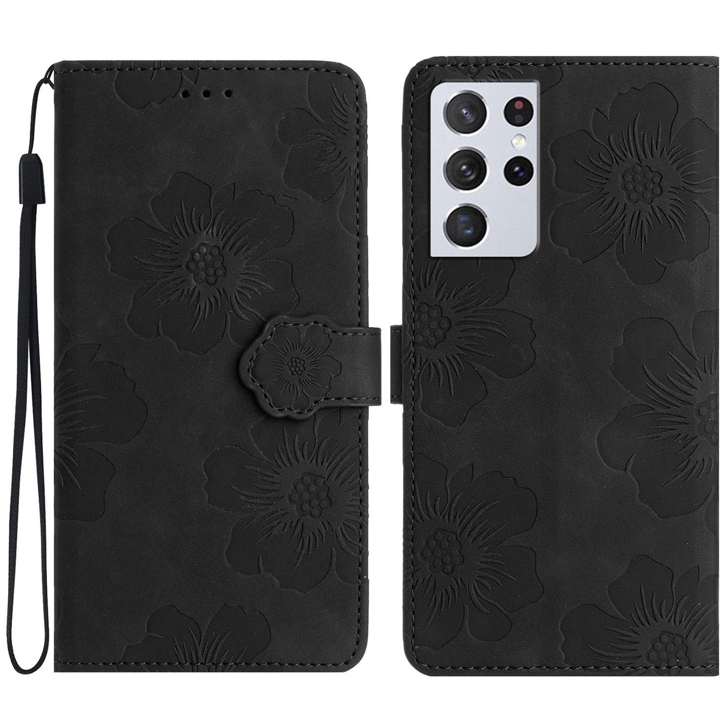 Cell Phone Cover Shell for Samsung Galaxy S21 Ultra 5G Stand Flowers Imprinted PU Leather Wallet Case Cell Phone Cover Shell for Samsung Galaxy S21 Ultra 5G Stand Flowers Imprinted PU Leather Wallet Case